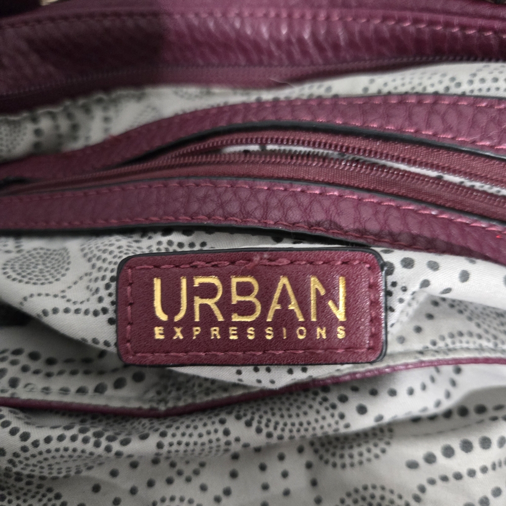 Urban Expressions Plum Pebbled Shoulder Bag with Gold Hardware - Picture 2 of 16